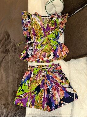 Marie Oliver Colorful Tropical Print Two-Piece Set